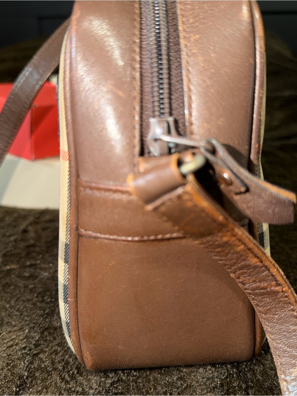 Burberry Beige Check Canvas Crossbody Bag - Picture 6 of 12